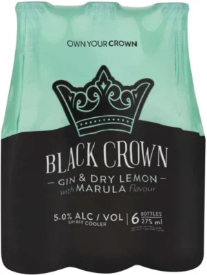 Black-Crown-Gin-Dry-Lemon-with-Marula-Flavour-Spirit-Cooler-Pack-of-6-x-275-ml-NRB.