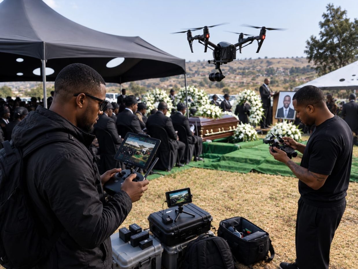 Drone footage at a Funeral